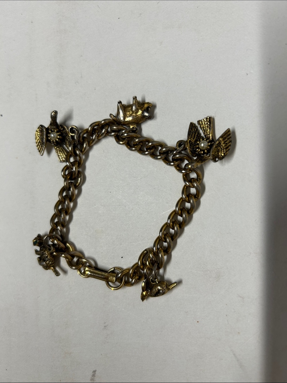 Gold-Tone Bird Charm Bracelet - Women's Jewelry pig, bird cat mouse